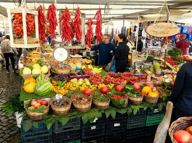 The morning market at Campo de' Fiori in Rome